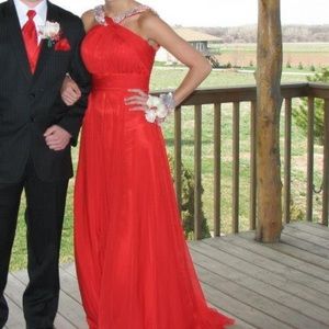 Red Mac Duggal Prom Dress